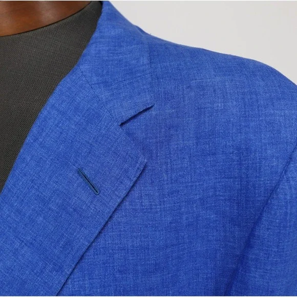 Oxxford Clothes 48L Linen Sport Coat Custom Holland & Sherry Blue Blazer 2022